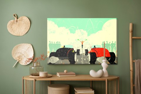 Obraz Na Płótnie Wyścig Samochodów Retro Canvas Naturalny 100x70 LB-2783-NC100-70