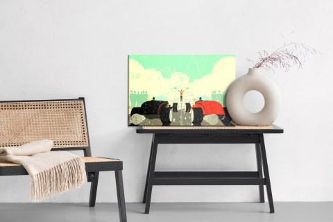 Obraz Na Płótnie Wyścig Samochodów Retro Canvas Naturalny 100x70 LB-2783-NC100-70