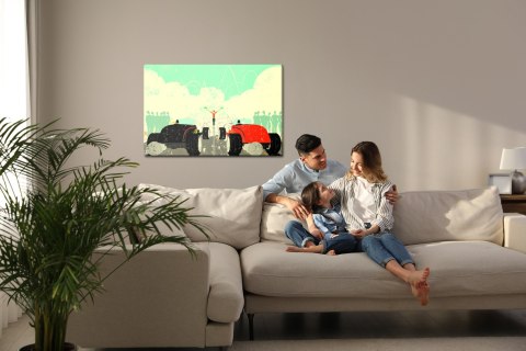 Obraz Na Płótnie Wyścig Samochodów Retro Canvas Naturalny 100x70 LB-2783-NC100-70