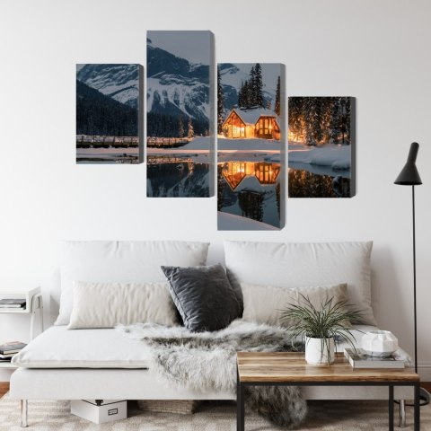 Obraz Wieloczęściowy Emerald Lake W Kanadzie Zimą Canvas Naturalny 80x50 LBS-2403-NC80-50_2X20-50_2X20-30