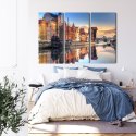 Obraz Wieloczęściowy Gdańska Motława O Wschodzie Słońca Canvas 120x80 LBS-2706-C120-80_3X40-80
