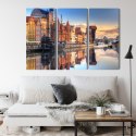 Obraz Wieloczęściowy Gdańska Motława O Wschodzie Słońca Canvas 120x80 LBS-2706-C120-80_3X40-80