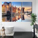 Obraz Wieloczęściowy Gdańska Motława O Wschodzie Słońca Canvas 120x80 LBS-2706-C120-80_3X40-80