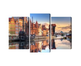 Obraz Wieloczęściowy Gdańska Motława O Wschodzie Słońca Canvas 120x80 LBS-2707-C120-80_1X40-80_2X40-60