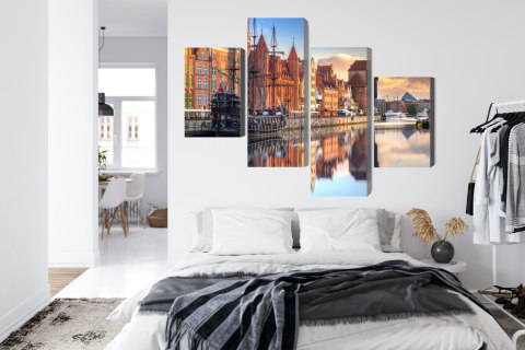 Obraz Wieloczęściowy Gdańska Motława O Wschodzie Słońca Canvas Naturalny 80x50 LBS-2709-NC80-50_2X20-50_2X20-30