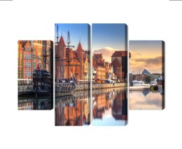 Obraz Wieloczęściowy Gdańska Motława O Wschodzie Słońca Canvas Naturalny 80x60 LBS-2708-NC80-60_2X20-60_2X20-40