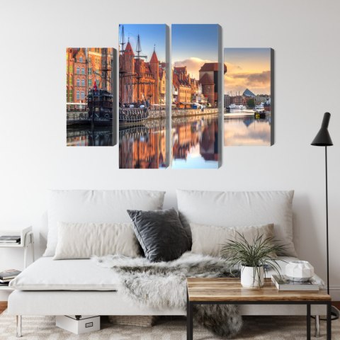 Obraz Wieloczęściowy Gdańska Motława O Wschodzie Słońca Canvas Naturalny 80x60 LBS-2708-NC80-60_2X20-60_2X20-40