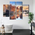 Obraz Wieloczęściowy Gdańska Motława O Wschodzie Słońca Canvas Naturalny 80x60 LBS-2708-NC80-60_2X20-60_2X20-40