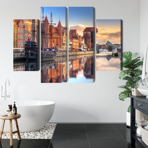 Obraz Wieloczęściowy Gdańska Motława O Wschodzie Słońca Canvas Naturalny 80x60 LBS-2708-NC80-60_2X20-60_2X20-40