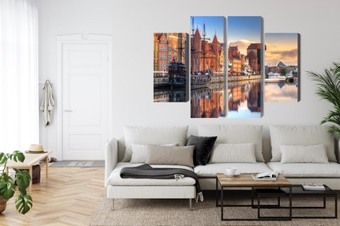 Obraz Wieloczęściowy Gdańska Motława O Wschodzie Słońca Canvas Naturalny 80x60 LBS-2708-NC80-60_2X20-60_2X20-40