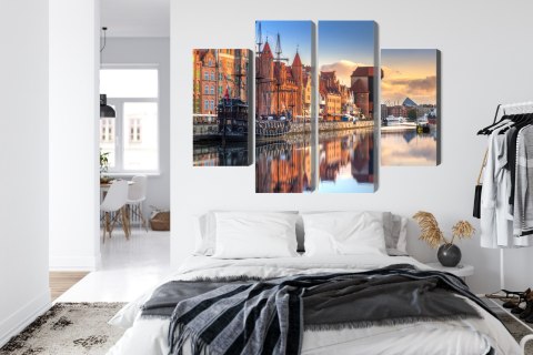Obraz Wieloczęściowy Gdańska Motława O Wschodzie Słońca Canvas Naturalny 80x60 LBS-2708-NC80-60_2X20-60_2X20-40