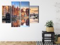 Obraz Wieloczęściowy Gdańska Motława O Wschodzie Słońca Canvas Naturalny 80x60 LBS-2708-NC80-60_2X20-60_2X20-40