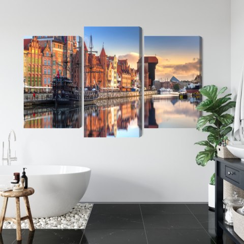 Obraz Wieloczęściowy Gdańska Motława O Wschodzie Słońca Canvas Naturalny 90x60 LBS-2707-NC90-60_1X30-60_2X30-45