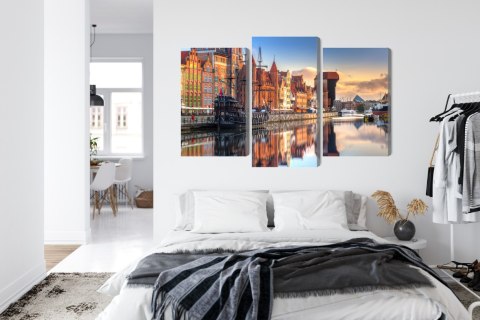 Obraz Wieloczęściowy Gdańska Motława O Wschodzie Słońca Canvas Naturalny 90x60 LBS-2707-NC90-60_1X30-60_2X30-45