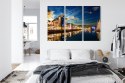 Obraz Wieloczęściowy Gdańskie Nabrzeże I Żuraw Nocą Canvas 120x80 LBS-2741-C120-80_3X40-80
