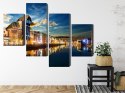 Obraz Wieloczęściowy Gdańskie Nabrzeże I Żuraw Nocą Canvas Naturalny 80x50 LBS-2744-NC80-50_2X20-50_2X20-30