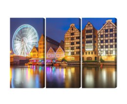 Obraz Wieloczęściowy Motława W Gdańsku I Diabelski Młyn Canvas 120x80 LBS-2721-C120-80_3X40-80