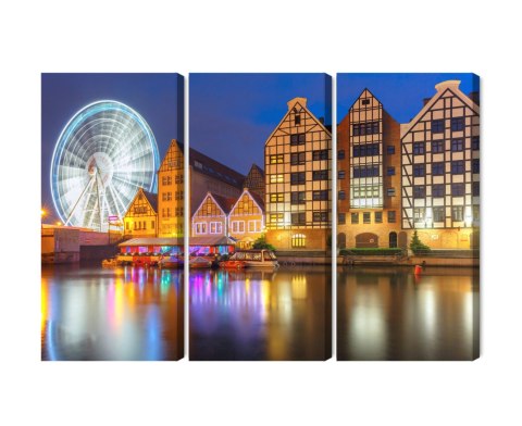 Obraz Wieloczęściowy Motława W Gdańsku I Diabelski Młyn Canvas 120x80 LBS-2721-C120-80_3X40-80