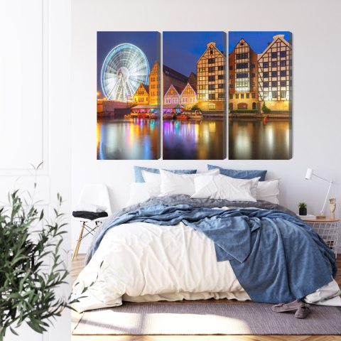 Obraz Wieloczęściowy Motława W Gdańsku I Diabelski Młyn Canvas 120x80 LBS-2721-C120-80_3X40-80