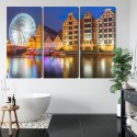 Obraz Wieloczęściowy Motława W Gdańsku I Diabelski Młyn Canvas 120x80 LBS-2721-C120-80_3X40-80