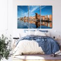 Obraz Wieloczęściowy Panorama Gdańska Z Widokiem Na Rzekę Canvas 120x80 LBS-2711-C120-80_3X40-80
