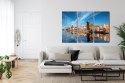 Obraz Wieloczęściowy Panorama Gdańska Z Widokiem Na Rzekę Canvas 120x80 LBS-2711-C120-80_3X40-80