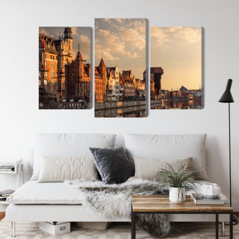 Obraz Wieloczęściowy Port Gdańsk O Zachodzie Słońca Canvas 120x80 LBS-2717-C120-80_1X40-80_2X40-60