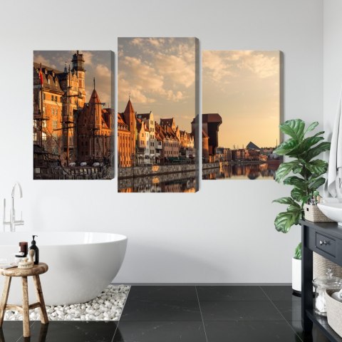 Obraz Wieloczęściowy Port Gdańsk O Zachodzie Słońca Canvas 120x80 LBS-2717-C120-80_1X40-80_2X40-60