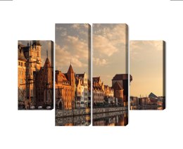 Obraz Wieloczęściowy Port Gdańsk O Zachodzie Słońca Canvas Naturalny 80x60 LBS-2718-NC80-60_2X20-60_2X20-40