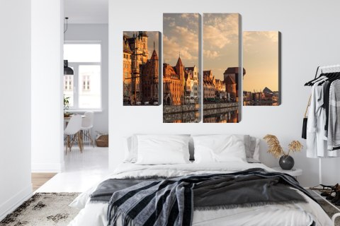 Obraz Wieloczęściowy Port Gdańsk O Zachodzie Słońca Canvas Naturalny 80x60 LBS-2718-NC80-60_2X20-60_2X20-40