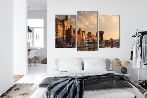 Obraz Wieloczęściowy Port Gdańsk O Zachodzie Słońca Canvas Naturalny 90x60 LBS-2717-NC90-60_1X30-60_2X30-45