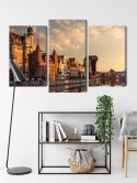 Obraz Wieloczęściowy Port Gdańsk O Zachodzie Słońca Canvas Naturalny 90x60 LBS-2717-NC90-60_1X30-60_2X30-45