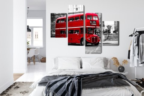 Obraz Wieloczęściowy Autobus Piętrowy W Londynie Canvas 120x75 LBS-2191-C120-75_2X30-75_2X30-45