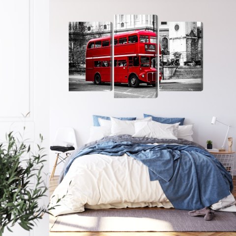 Obraz Wieloczęściowy Autobus Piętrowy W Londynie Canvas 120x80 LBS-2189-C120-80_1X40-80_2X40-60