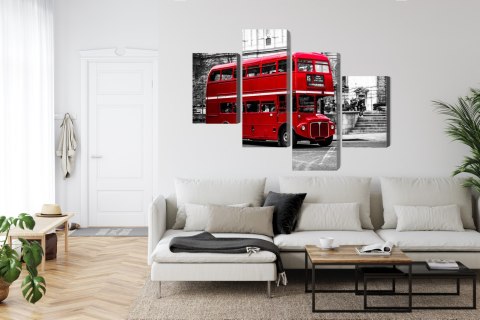 Obraz Wieloczęściowy Autobus Piętrowy W Londynie Canvas Naturalny 80x50 LBS-2191-NC80-50_2X20-50_2X20-30