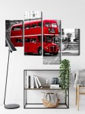 Obraz Wieloczęściowy Autobus Piętrowy W Londynie Canvas Naturalny 80x50 LBS-2191-NC80-50_2X20-50_2X20-30