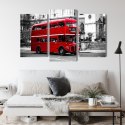 Obraz Wieloczęściowy Autobus Piętrowy W Londynie Canvas Naturalny 90x60 LBS-2189-NC90-60_1X30-60_2X30-45