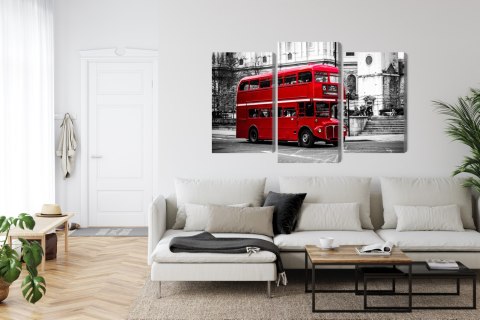 Obraz Wieloczęściowy Autobus Piętrowy W Londynie Canvas Naturalny 90x60 LBS-2189-NC90-60_1X30-60_2X30-45
