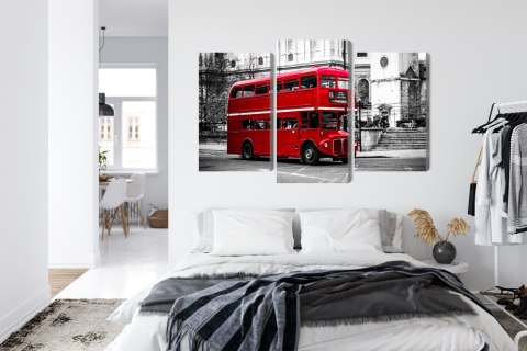 Obraz Wieloczęściowy Autobus Piętrowy W Londynie Canvas Naturalny 90x60 LBS-2189-NC90-60_1X30-60_2X30-45