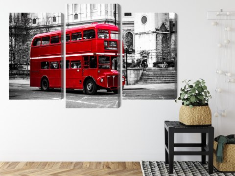 Obraz Wieloczęściowy Autobus Piętrowy W Londynie Canvas Naturalny 90x60 LBS-2189-NC90-60_1X30-60_2X30-45