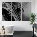Obraz Wieloczęściowy Czarno-Biały Widok Na Wieżę Eiffla Od Dołu Canvas 120x80 LBS-2254-C120-80_3X40-80
