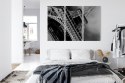 Obraz Wieloczęściowy Czarno-Biały Widok Na Wieżę Eiffla Od Dołu Canvas 120x80 LBS-2254-C120-80_3X40-80