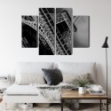 Obraz Wieloczęściowy Czarno-Biały Widok Na Wieżę Eiffla Od Dołu Canvas 80x60 LBS-2256-C80-60_2X20-60_2X20-40