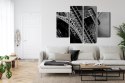 Obraz Wieloczęściowy Czarno-Biały Widok Na Wieżę Eiffla Od Dołu Canvas 80x60 LBS-2256-C80-60_2X20-60_2X20-40