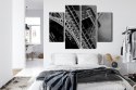 Obraz Wieloczęściowy Czarno-Biały Widok Na Wieżę Eiffla Od Dołu Canvas 80x60 LBS-2256-C80-60_2X20-60_2X20-40