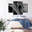 Obraz Wieloczęściowy Czarno-Biały Widok Na Wieżę Eiffla Od Dołu Canvas Naturalny 80x60 LBS-2256-NC80-60_2X20-60_2X20-40