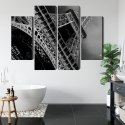 Obraz Wieloczęściowy Czarno-Biały Widok Na Wieżę Eiffla Od Dołu Canvas Naturalny 80x60 LBS-2256-NC80-60_2X20-60_2X20-40