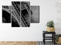 Obraz Wieloczęściowy Czarno-Biały Widok Na Wieżę Eiffla Od Dołu Canvas Naturalny 80x60 LBS-2256-NC80-60_2X20-60_2X20-40