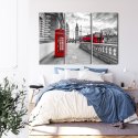 Obraz Wieloczęściowy Czerwona Budka Telefoniczna W Londynie I Big Ben Canvas 120x80 LBS-2193-C120-80_3X40-80