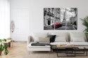 Obraz Wieloczęściowy Czerwony Samochód Retro Na Tle Wieży Eiffla Canvas 120x80 LBS-2259-C120-80_3X40-80